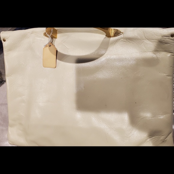 Mosseff Original bag cream with frosted gold handle 3" - Picture 3 of 8